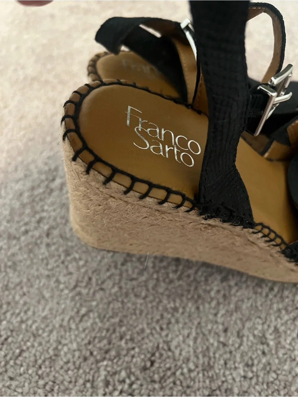 Franco Sarto Black Espadrille Wedge Sandals